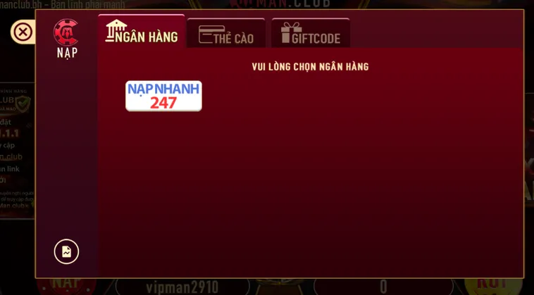 Phương Pháp Nạp Tiền Nhanh Thông Qua Tài Khoản Ngân Hàng Tại ManClub